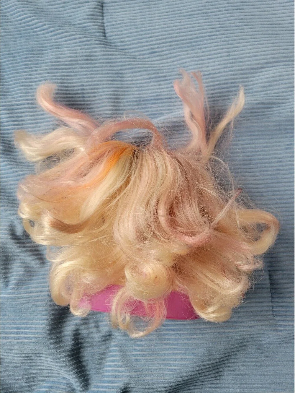 Rapunzel Doll Styling Head with Blonde and Pink Hair